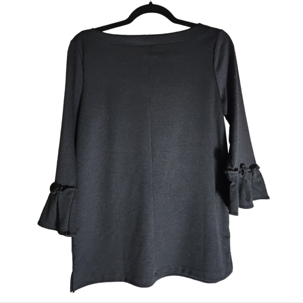 Banana Republic Black Frill Long Sleeve Mini Dress/Long Blouse, Size Small - Picture 2 of 3